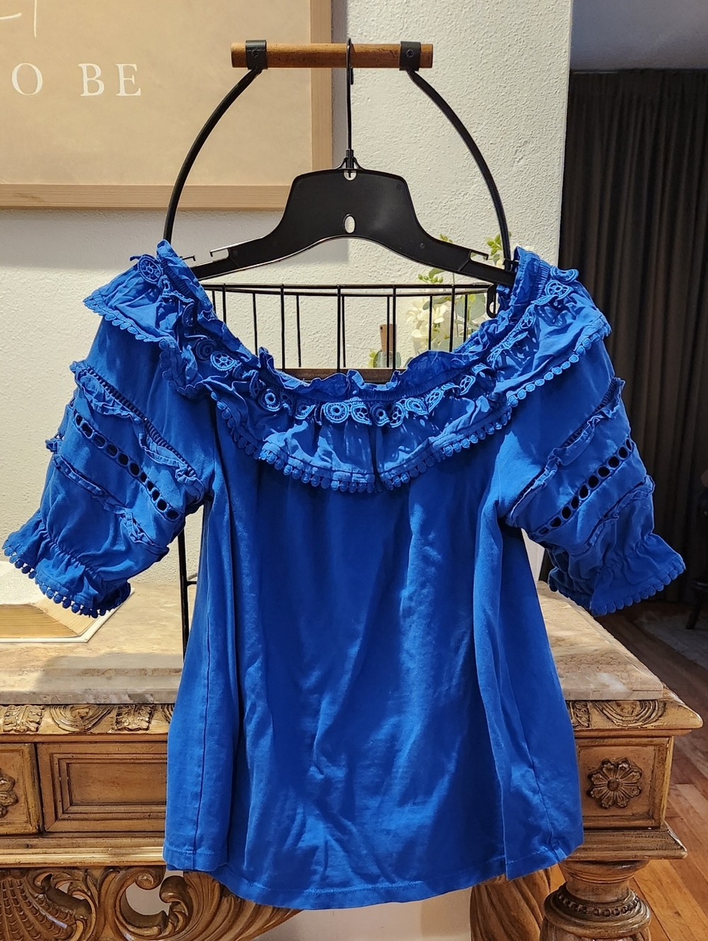 Lilly Pulitzer Blue Off Shoulder Top Size M